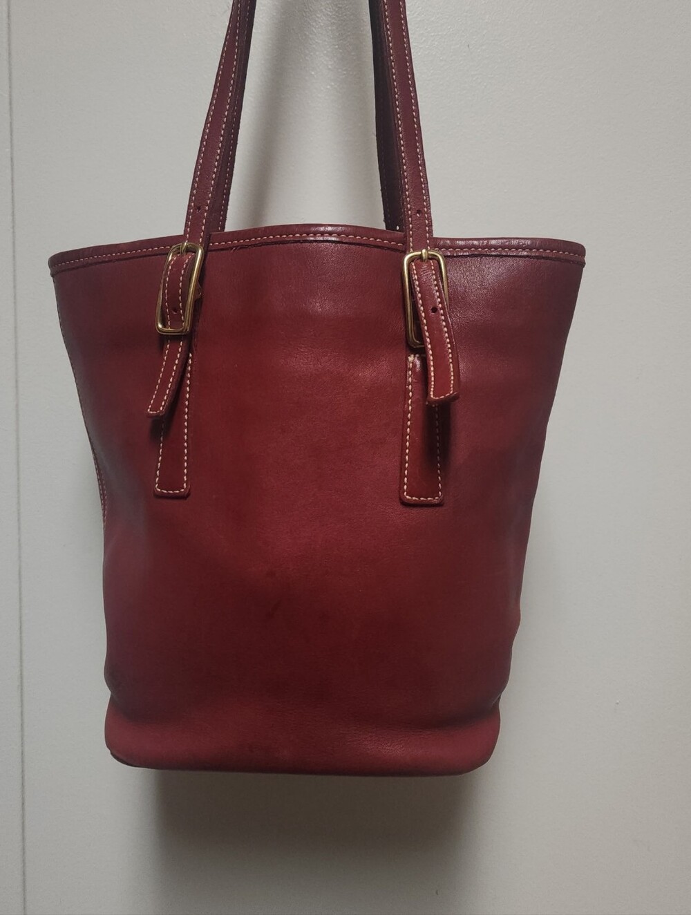 Coach Leather Bucket Tote in Deep Red - Classic Women's Bag